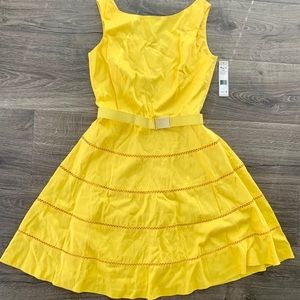 Eliza J yellow fit and flare dress